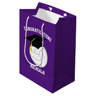 Volleyball Graduation Sports Purple Medium Gift Bag