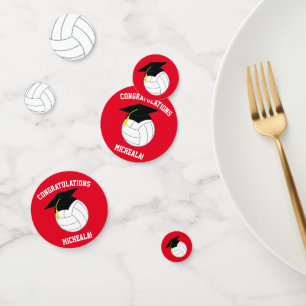 Volleyball Graduation Sports Red Confetti