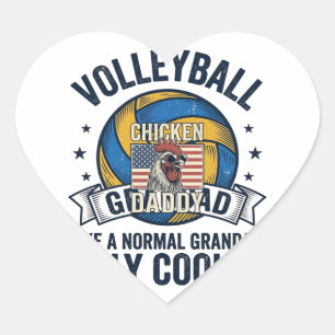 Volleyball Grandad Vintage Funny Shirt Design_1 Heart Sticker