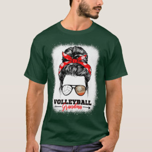 Volleyball Grandma Bleached Messy Bun Volleyball L T-Shirt
