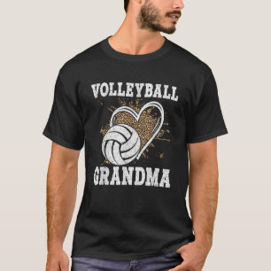 Volleyball Grandma Leopard Funny Volleyball Grandm T-Shirt