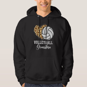 Volleyball Grandma Leopard Heart Sports Players Mo Hoodie