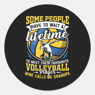 Volleyball Grandpa My Favourite Player Calls Me Gr Classic Round Sticker