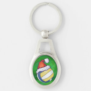 Volleyball Green Christmas Key Ring