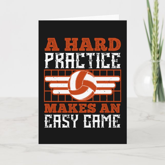 Volleyball Hard Practice Makes Easy Game Card (Front)