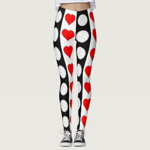 Volleyball Heart Black White & Red Contrast Pants