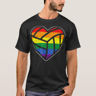 Volleyball Heart Sport LGBTQ Rainbow Flag Gay Prid T-Shirt