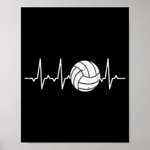 Volleyball Heartbeat Cute Fun  Poster