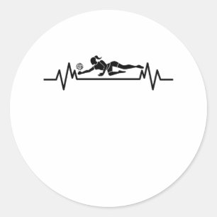 Volleyball Heartbeat Funny Volleyball Sport Gift Classic Round Sticker