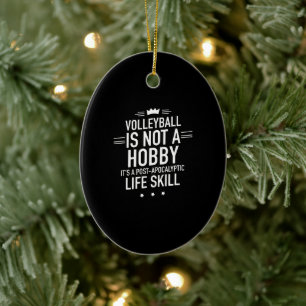 Volleyball hobby white ceramic tree decoration
