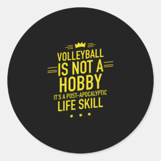 Volleyball hobby yellow classic round sticker