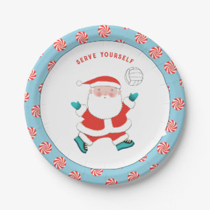 Volleyball Holiday Party Paper Plate