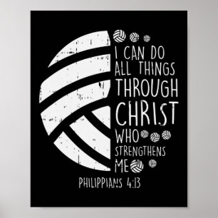 Volleyball i can do things Bible Verse God Jesus G Poster