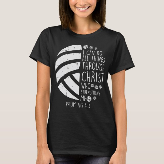 Volleyball i can do things Bible Verse God Jesus G T-Shirt (Front)