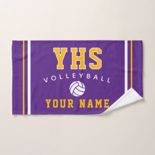 Volleyball Icon, Custom Name & School, Team Gift H Hand Towel