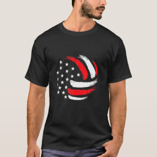 Volleyball In American Flag Cool Volleyball Player T-Shirt