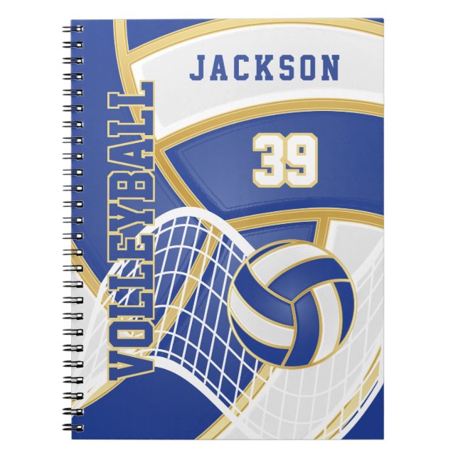 Volleyball 🏐 in Blue and White  Notebook (Front)