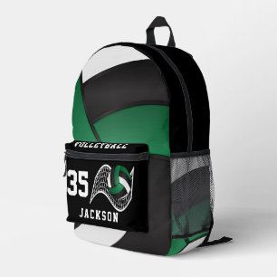 Volleyball in Green, White and Black Printed Backpack
