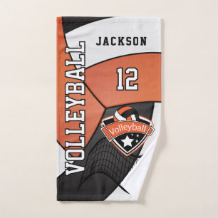 Volleyball in Orange, Black and White Hand Towel