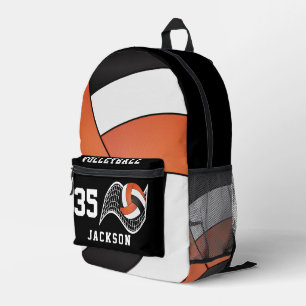Volleyball in Orange, White and Black Printed Backpack