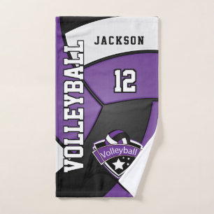 Volleyball in Purple, Black and White Hand Towel