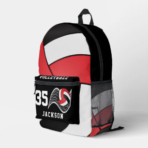 Volleyball in Red, White and Black Printed Backpack