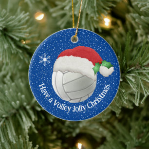 Volleyball in Santa Hat Design Ornament