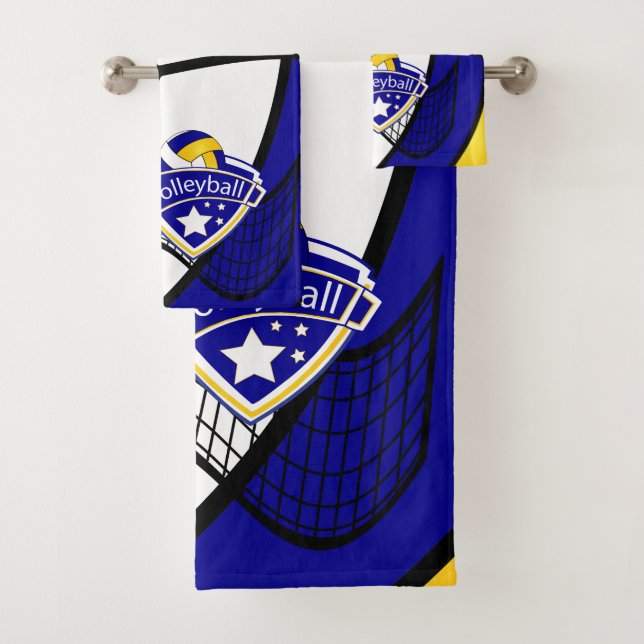 Volleyball in Yellow, Blue and White Bath Towel Set (Insitu)