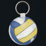 Volleyball Key Ring<br><div class="desc">Blue, Yellow, and White Volleyball Art Volleyball Key Chains created by ITD Sports Centre feature our original artwork of a blue, yellow, and white volleyball. Our fun sports gifts and accessories are great gifts for volleyball lovers, volleyball players, volleyball stars, volleyball coaches, and sports lovers of all ages. Have a...</div>