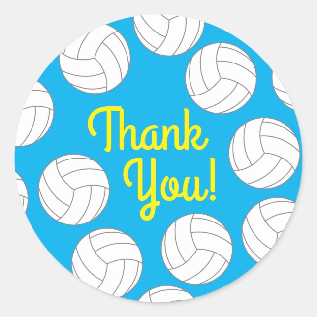 Volleyball Kids Birthday Party Sports Classic Round Sticker (Front)