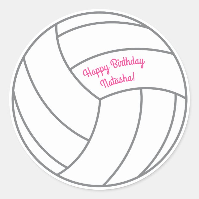 Volleyball Kids Birthday Party Sports Classic Round Sticker (Front)