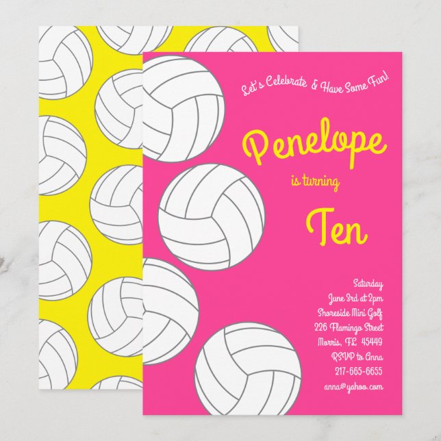 Volleyball Kids Birthday Party Sports Invitation (Front/Back)