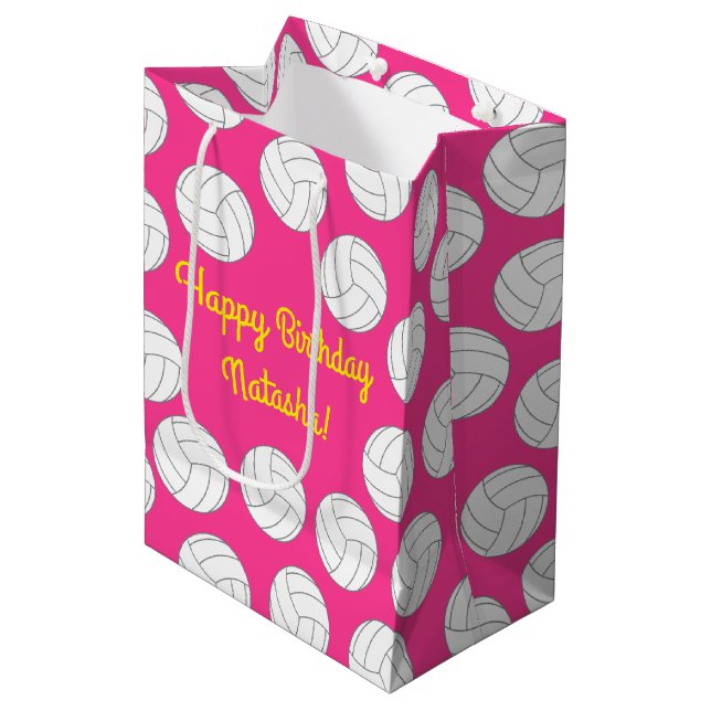 Volleyball Kids Birthday Party Sports Medium Gift Bag (Front Angled)