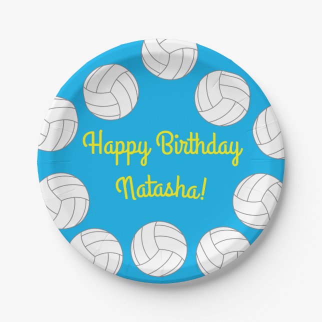 Volleyball Kids Birthday Party Sports Paper Plate (Front)