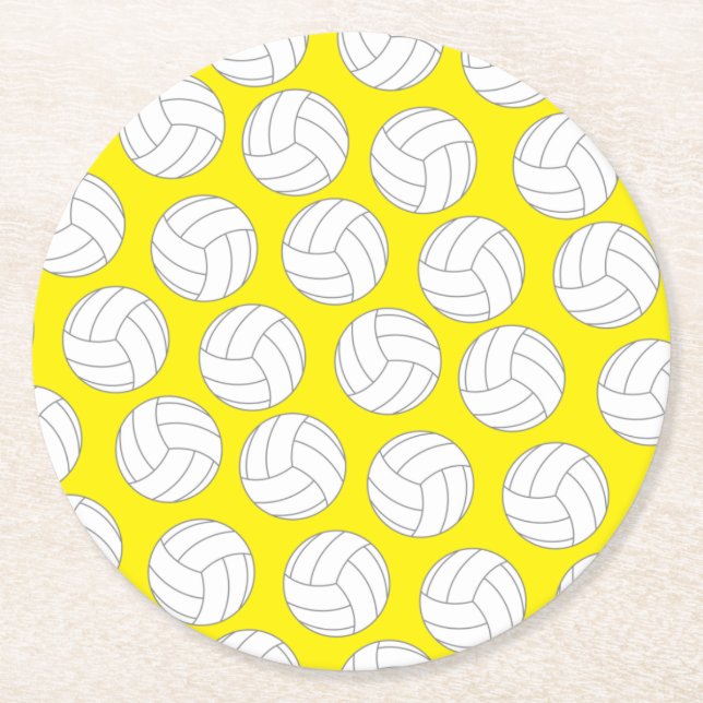 Volleyball Kids Birthday Party Sports Round Paper Coaster (Front)