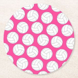 Volleyball Kids Birthday Party Sports Round Paper Coaster