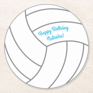 Volleyball Kids Birthday Party Sports Round Paper Coaster