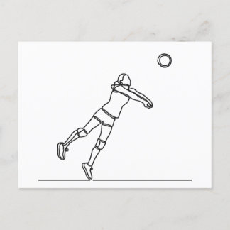 volleyball libero line drawing postcard