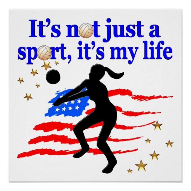 VOLLEYBALL LIFE USA FLAG DESIGN POSTER (Front)