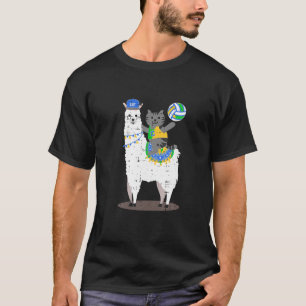 Volleyball Llama Cat Cool Cute Birthday Gift Idea T-Shirt