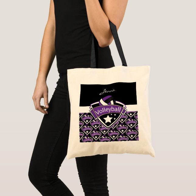 Volleyball Logo in Purple Tote Bag (Front (Product))