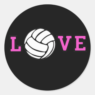 Volleyball Love Classic Round Sticker