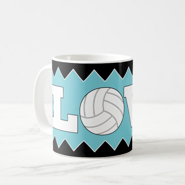 Volleyball LOVE Custom Colour Fun Coffee Mug (Front Left)