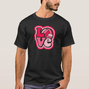 Volleyball Love for Teens & Women Pink & Red Desig T-Shirt