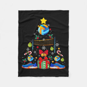 Volleyball Lover Christmas Tree Funny Sports Playe Fleece Blanket