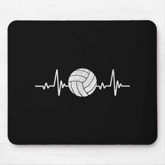 Volleyball Lover Heartbeat Vintage Retro Volleybal Mouse Mat (Front)