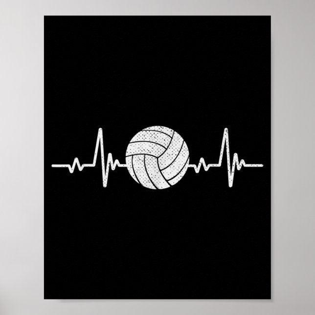 Volleyball Lover Heartbeat Vintage Retro Volleybal Poster (Front)