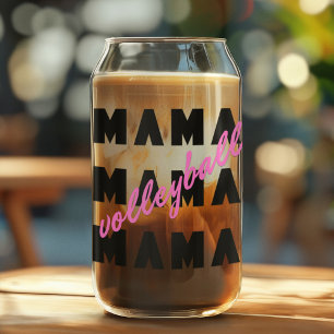Volleyball Mama Can Glass