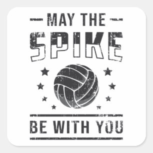 Volleyball May The Spike Be With You Retro Gift Square Sticker