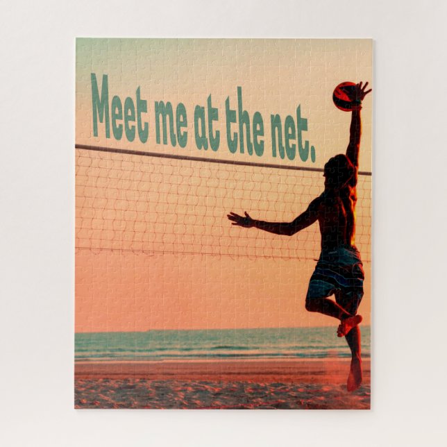 Volleyball Meet me At The Net Jigsaw Puzzle (Vertical)